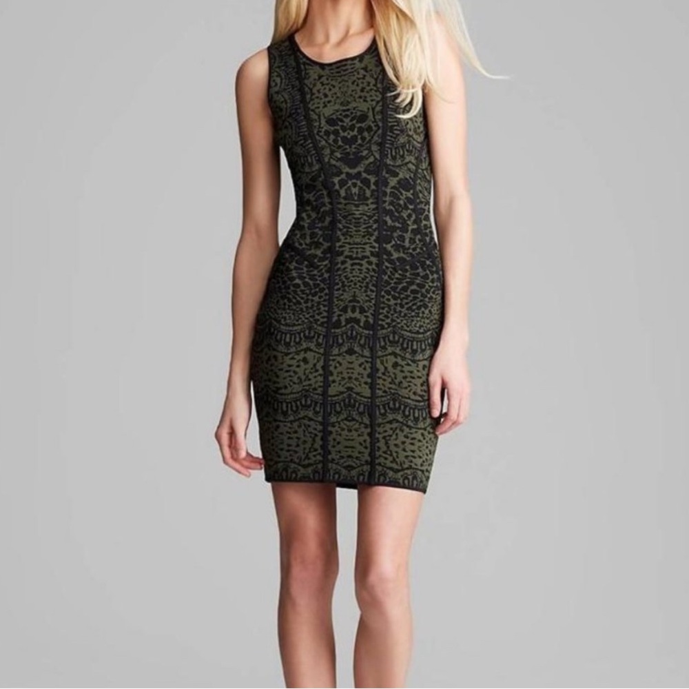 Diane Von Furstenberg Black and Green Patterned Mini Dress nwt size s